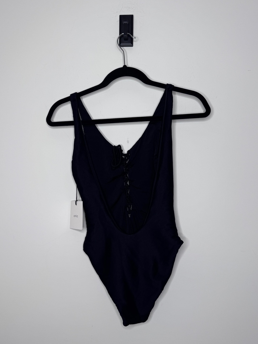 NWT Onia Textured Rib Bridget One-Piece Swimsuit Black XS - Picture 4 of 6
